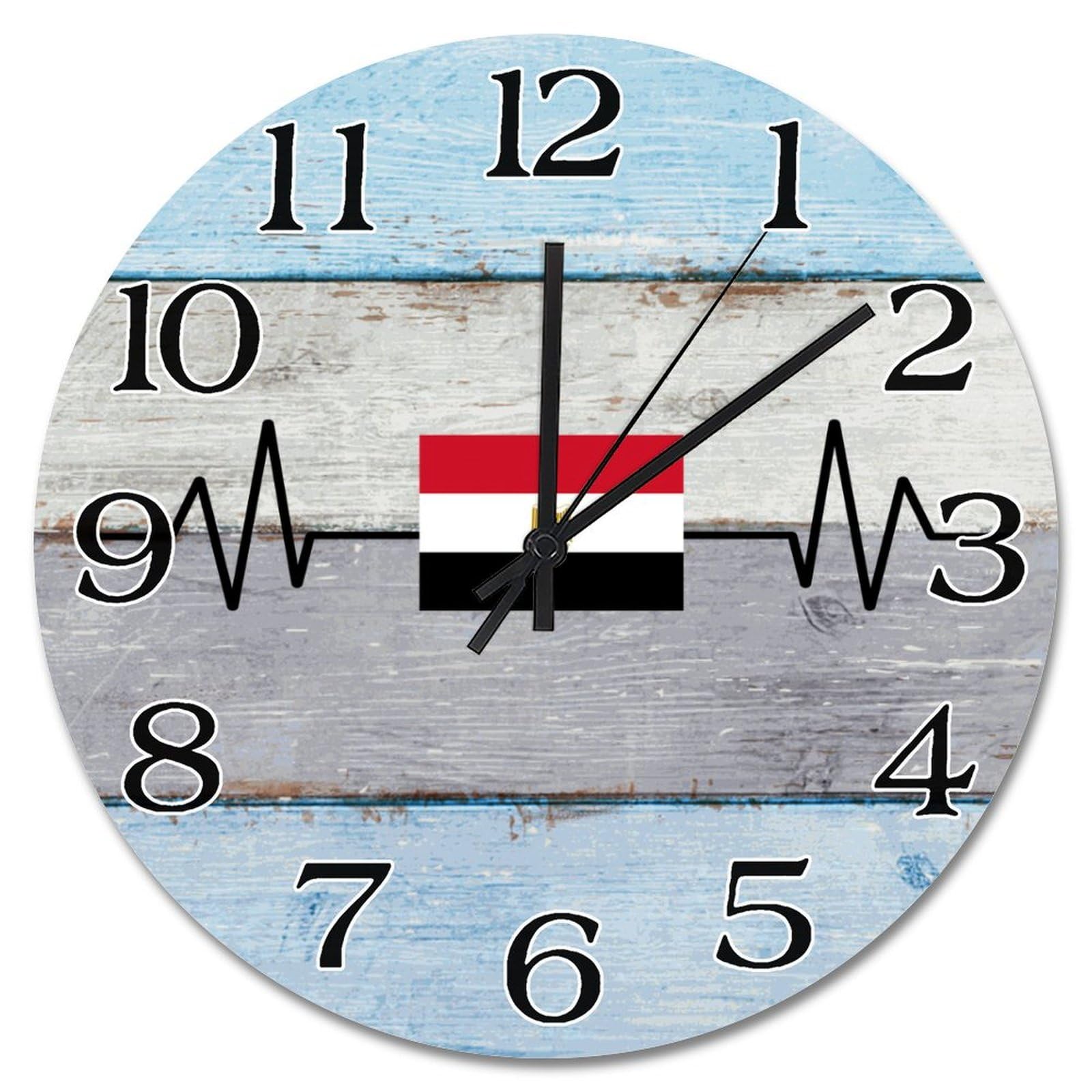 Horloge murale à piles drapeau Égypte décoration murale salon