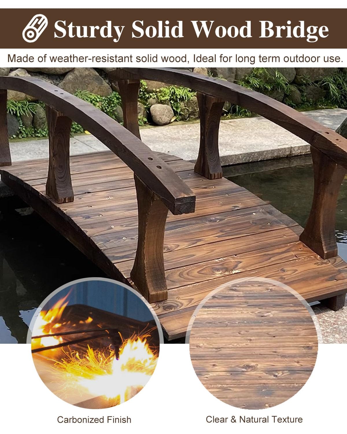 Ponte da giardino esterno per laghetti e cortili, passerella resistente per prato e patio Decor