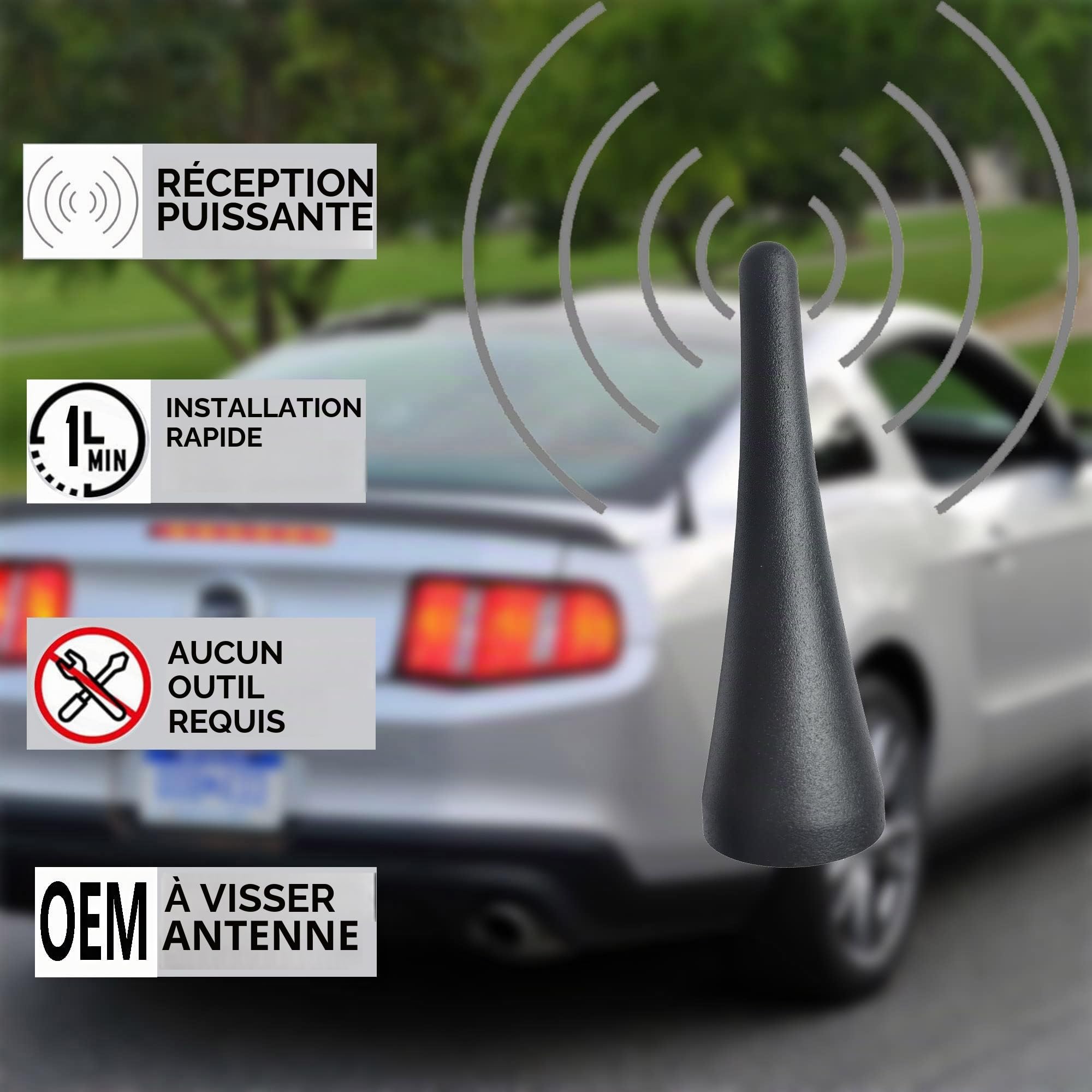 Mât d'antenne en aluminium de 9,6 cm pour Mazda MX-5 Miata RF ND NC (2006-2022), Fiat 124 Spider (1997-2020), Ford Transit 150 250 350 (2013-2023)
