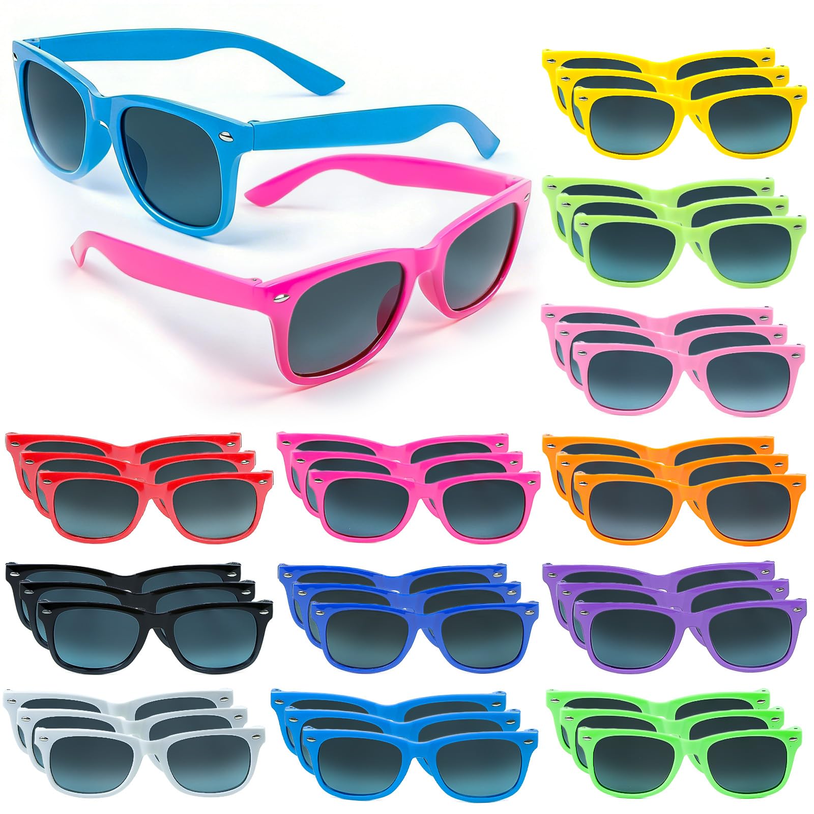 Ovneele 36 Pack Party Sunglasses, Neon Colors Sunglasses, Toddler Sunglasses, Unisex for Kids Summer Beach Party Birthday Party Favors Supplies Goody Bag Filler