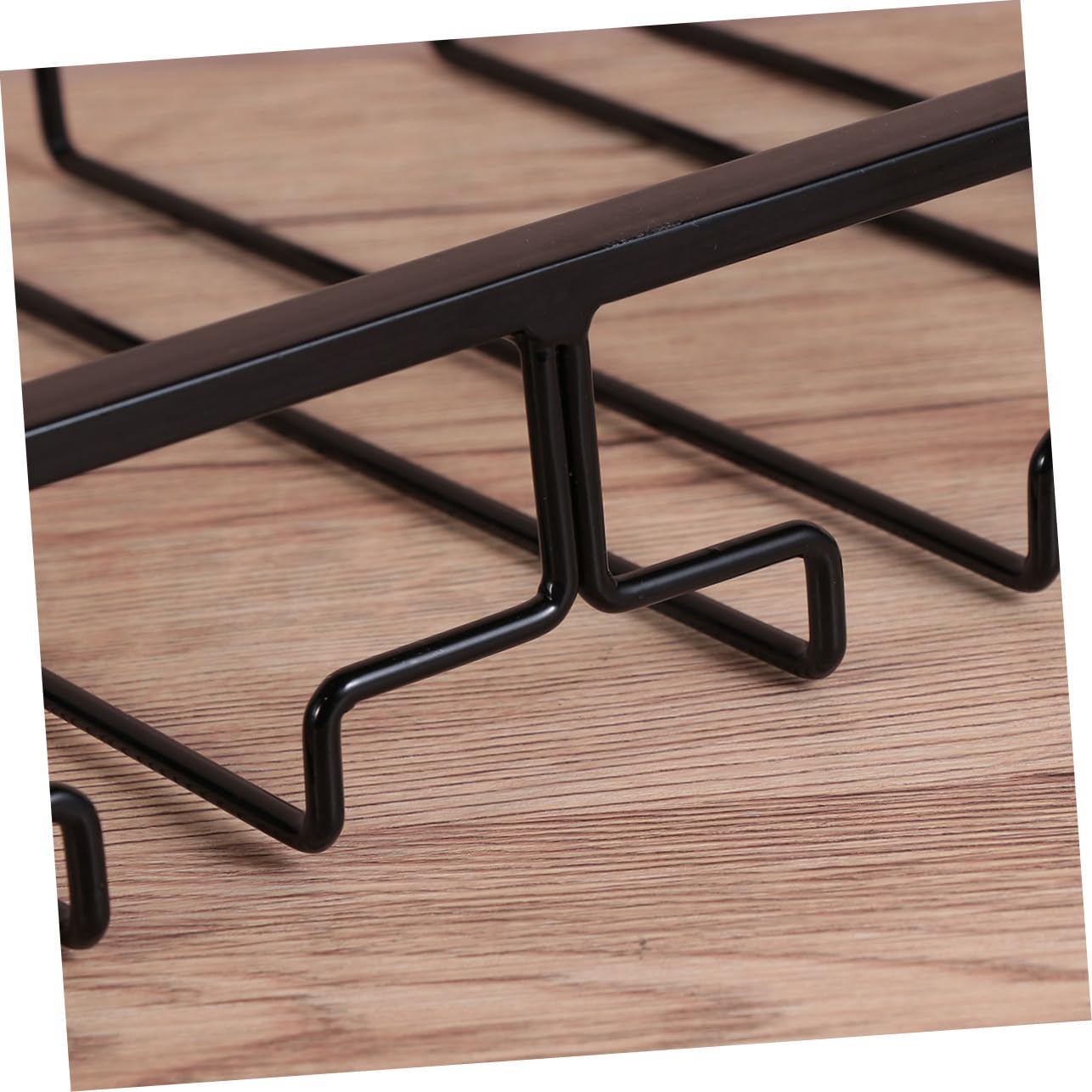 GRIRIW Iron Cup Holder Wine Glass Rack with Slot Design Stylish Wine Glass Hanger for Home and Bar Use Black