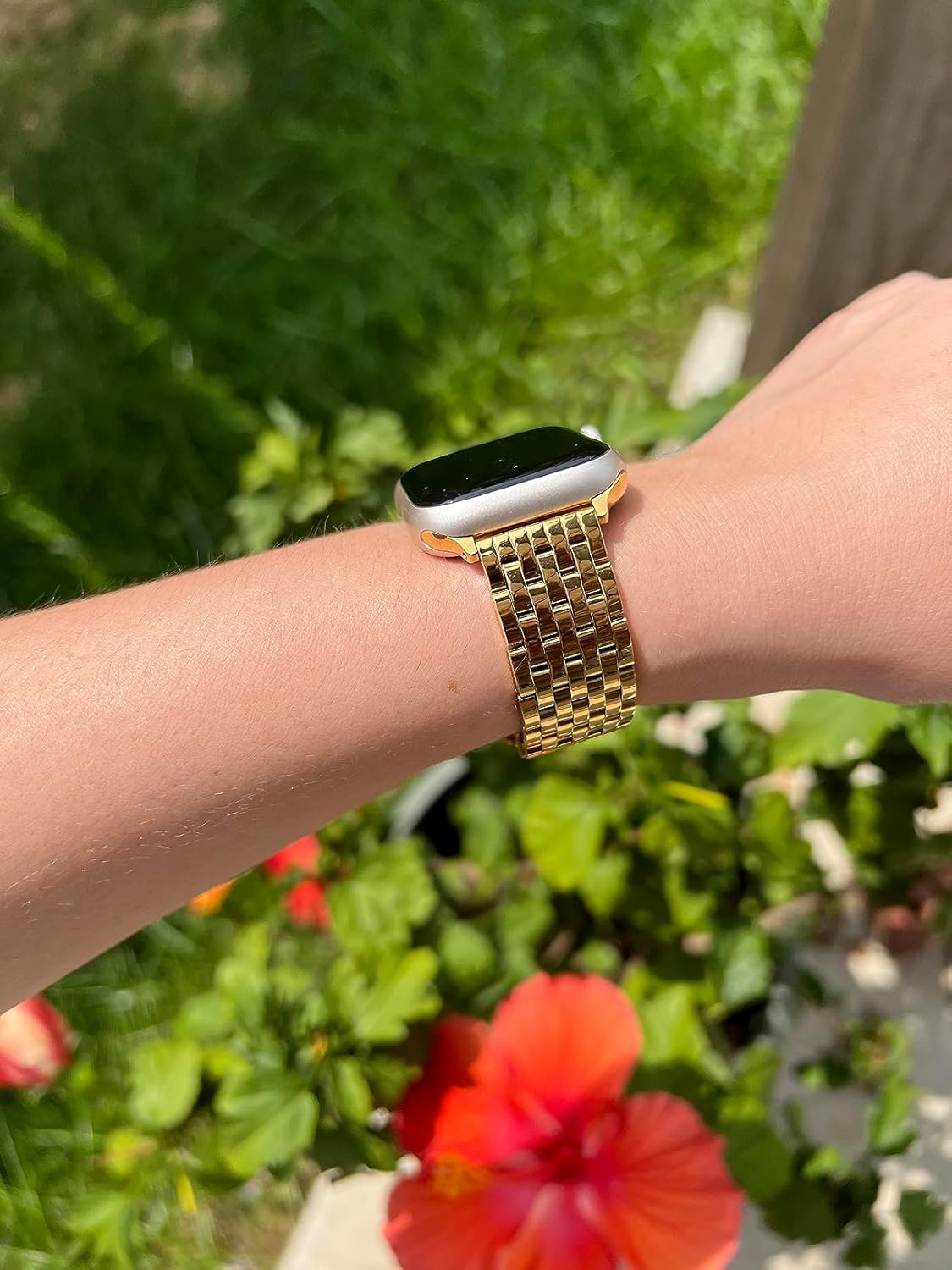 Seven-link Watch Band for Apple Watch Series 11, 10, 9, 8, 7, 6, 5, 4, 3, 2, 1 and SE 3/2/1 for Women, Dressy Stainless Steel Metal Band for Apple Watch 40mm 41mm 42mm 38mm 44mm 45mm 46mm for iWatch - Image 7