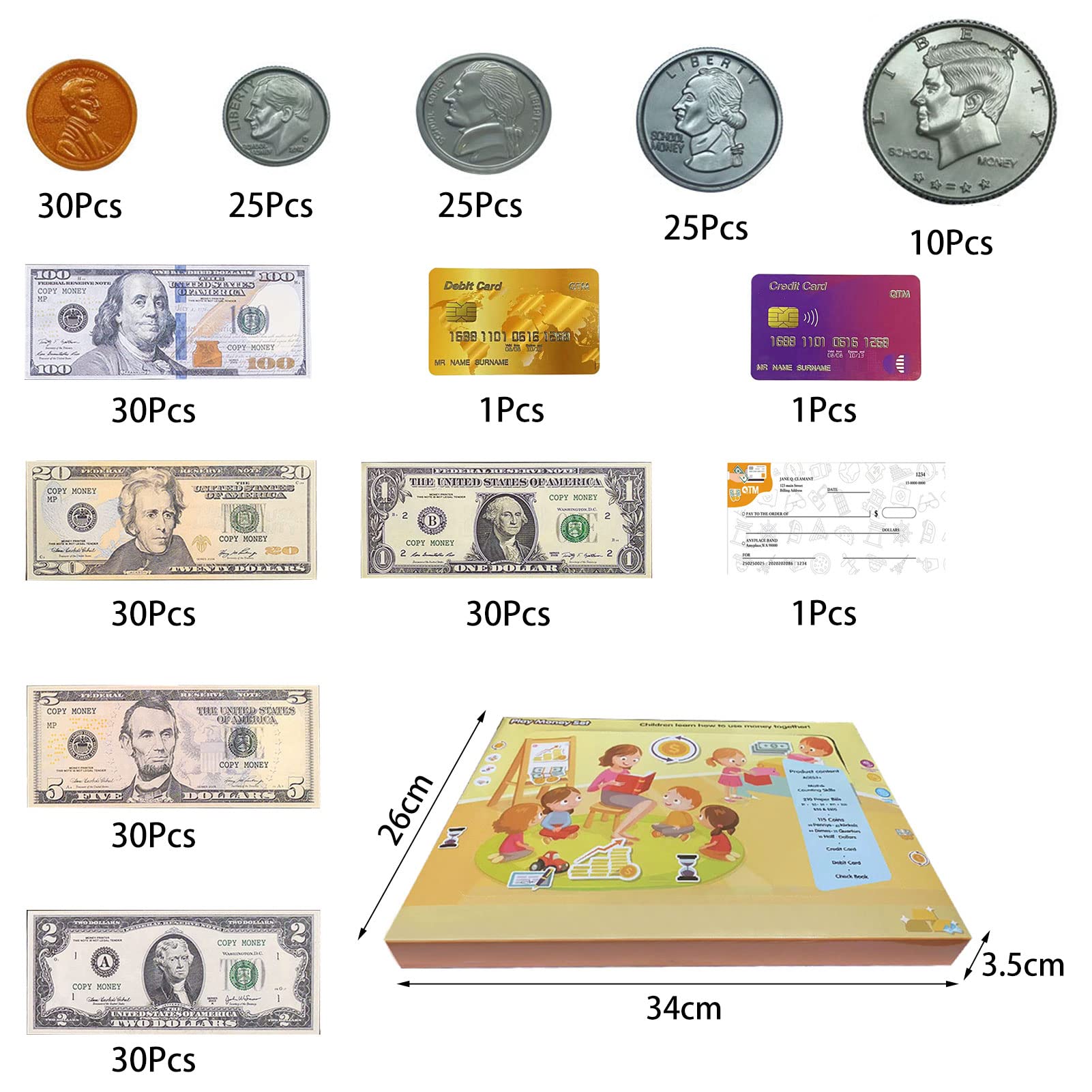 Amazon.co.jp: アメリカ通貨 紙幣&コインセット 英語玩具 お金 マネー ドル おもちゃ 模型セット : 車＆バイク
