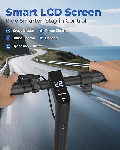 Miniatura 6 de Scooter eléctrico para adultos, neumáticos de 10 pulgadas, 7/11/22 Mph, motor de 500 W, rango de 19-31 millas, scooter eléctrico plegable para