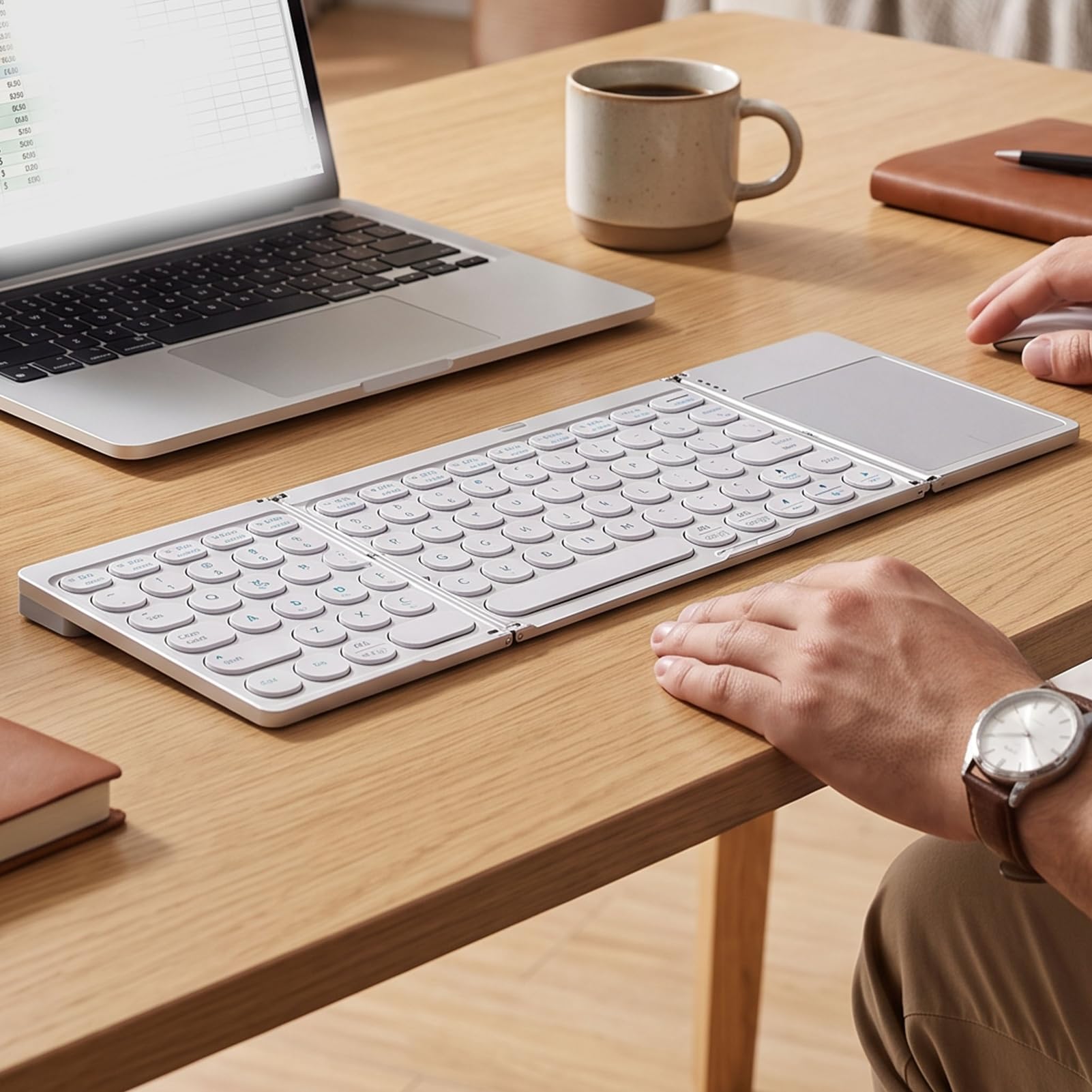 Teclado Inalámbrico Plegable con Panel Táctil, 64 Teclas para