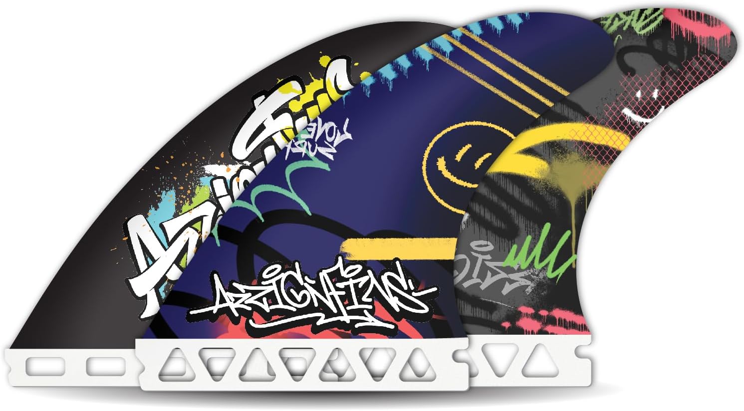 Thruster Surfboard Fins - Fins for Surf Boards, Honeycomb Fiberglass Key, Single and Dual Tab, Quick Release Slide in Center Fin (3 Fins)