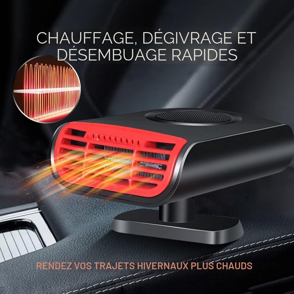 Showvigor Chauffage 12v Voiture Portable & Dégivreur Pare Brise - Ventilateur 2 en 1 pour Un Confort Toutes Saisons en Voiture, Camping et Voyage