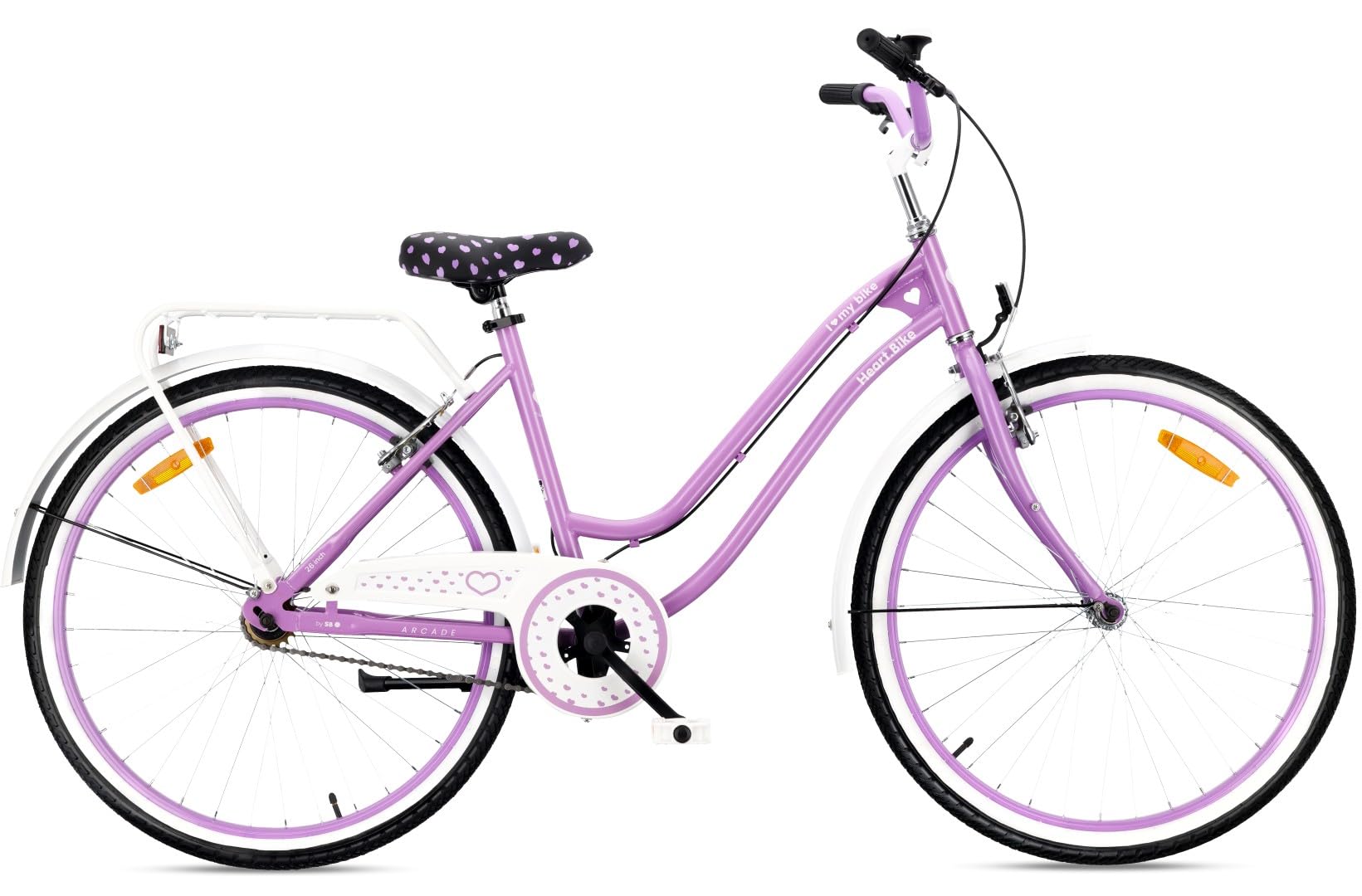 sun baby HEART BIKE Bicicletta da città donna 26 pollici, bici per donne adulti 26" - 7 marce, freni V-Brake, telaio in acciaio, portapacchi, parafanghi