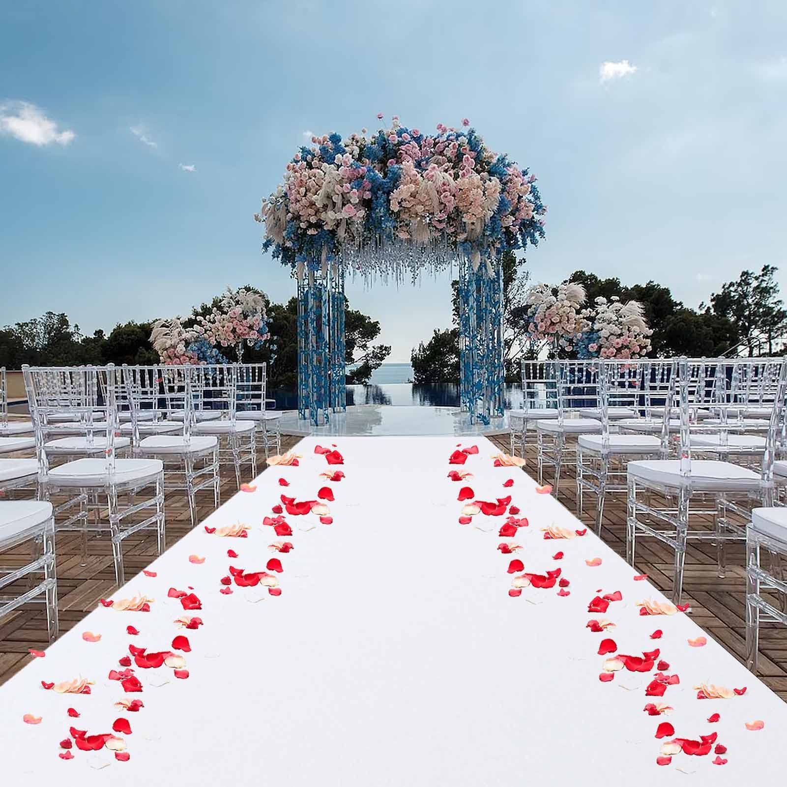 White Wedding Aisle Runner Carpet - Event Carpet Aisle Decoration for Weddings Ceremony, VIP Party Entrance - 140GSM