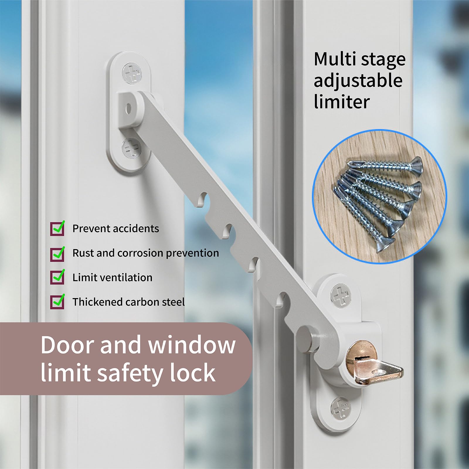 Oligitdi Window Lock Children Protection Window Restrictor Child Safety Window Stopper Falling Prevention Locks — Amazon image 3