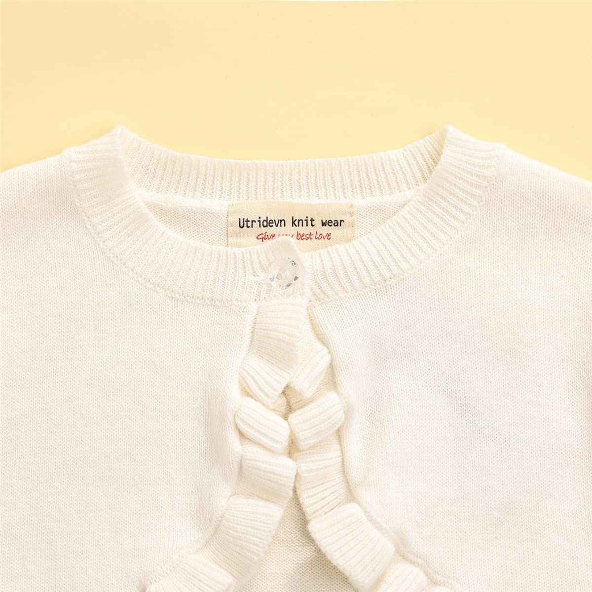 Toddler Baby Little Girls Cardigan Sweater Knit Long Leeve Button Down Shorter Cut Coat Top Clothes Outfit (1-2T,Cream)