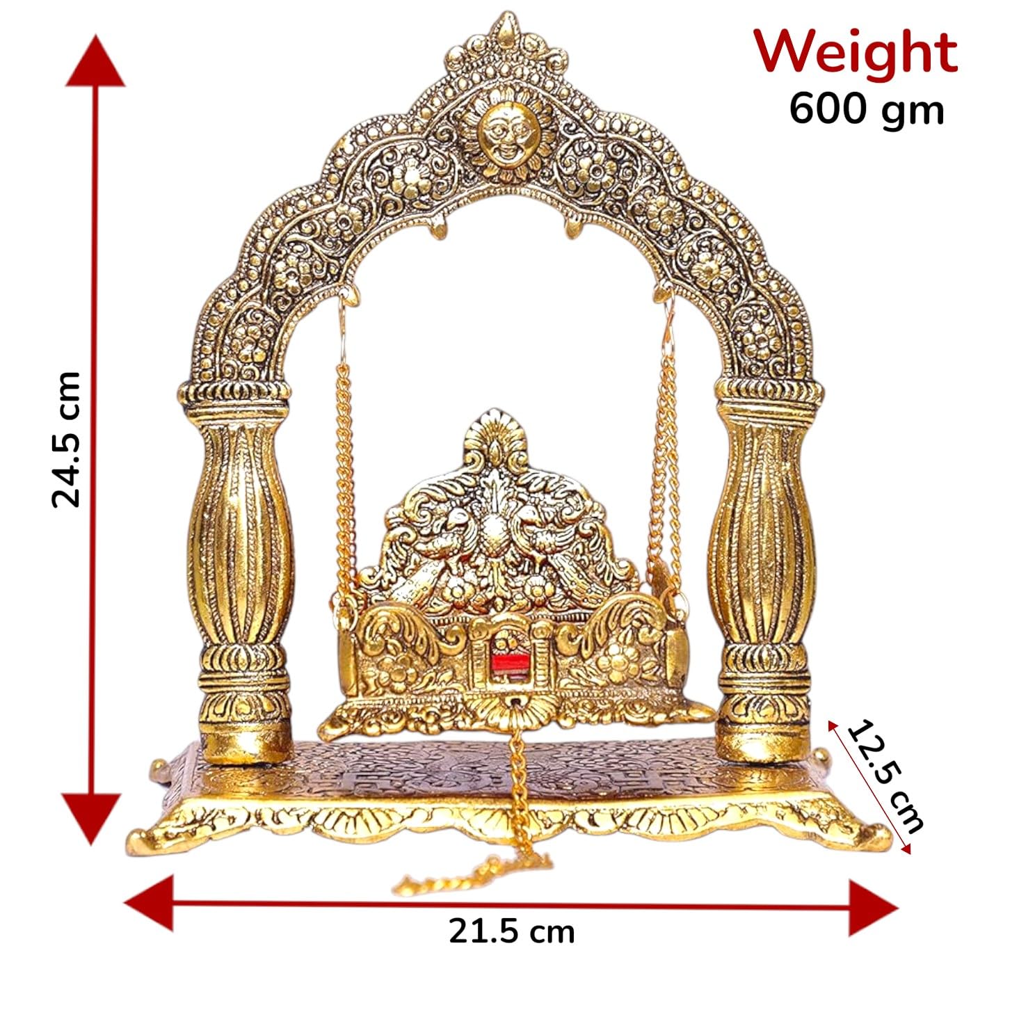 KridayKraft Metalowy posąg Laddu Gopal Palna, Kryszna Jhula Metalowy posąg do świątyni Pooja, Laddu Gopal Jhula, udekoruj swój dom i religijny prezent dla idola, figurki wystawowe
