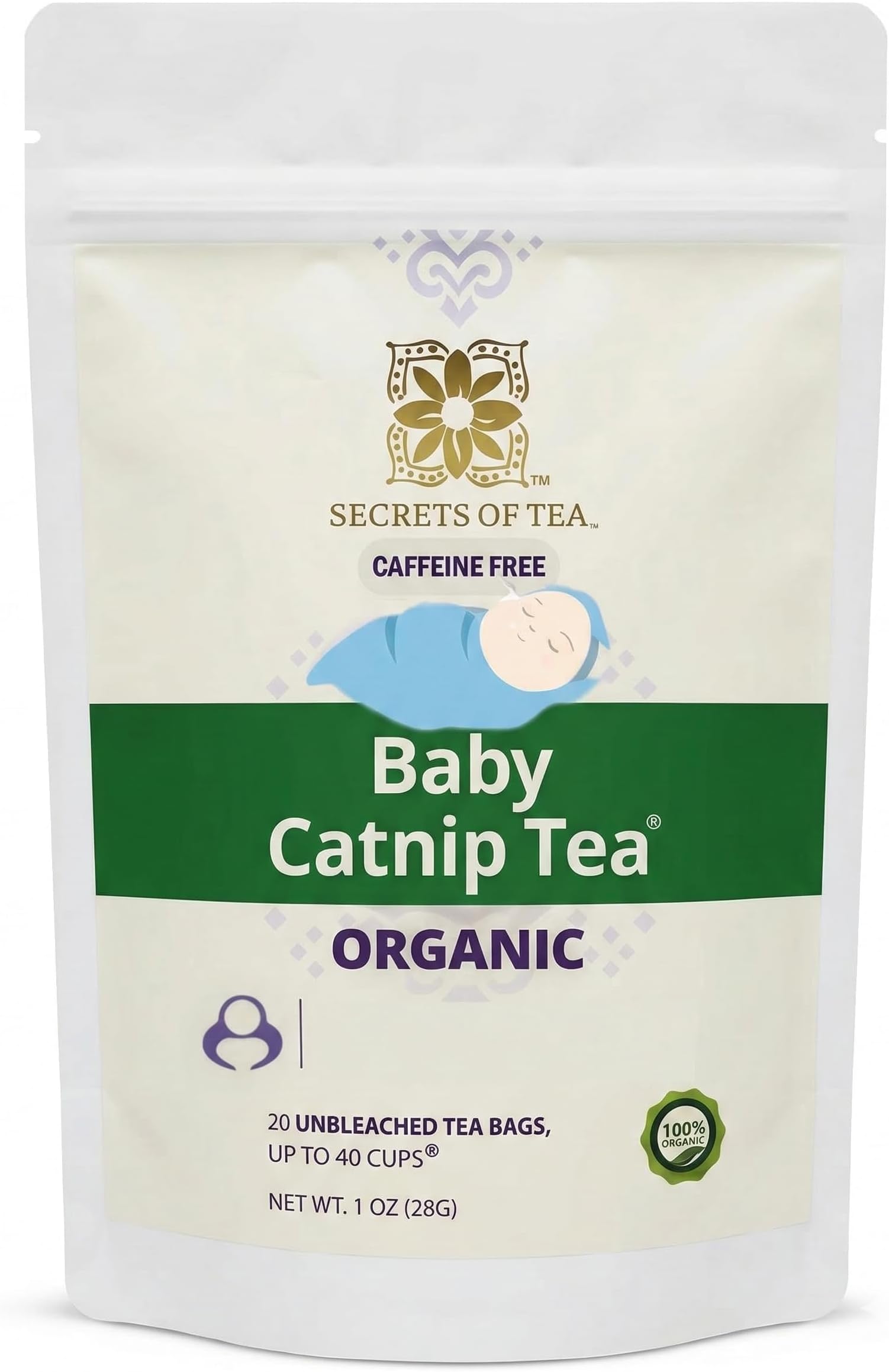 Secrets Of Tea Baby Catnip Sleepy Time Tea – Organic Relaxing Herbal Blend for Babies and Newborns, Gentle and Caffeine-Free – 20 Tea Bags (1 Pack)