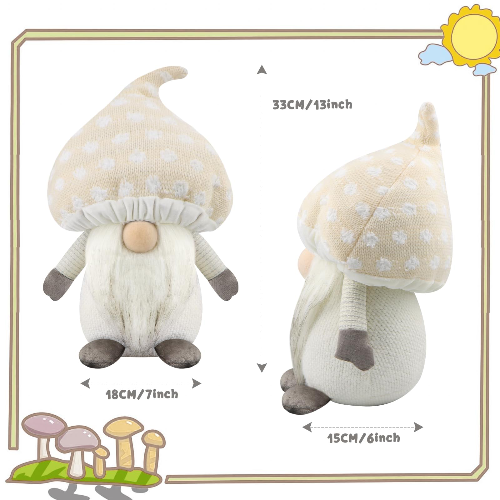 Gehydy Gnome Champignon Printemps/Pâques - Peluche Décorative Elf Vert - Porte-Bonheur Maison & Cuisine