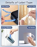 Vista 4 de Cruxer Paquete de 4 cintas de repuesto para P-Touch TZe-525 AZe-525 azul, blanco sobre azul, 0.35 pulgadas, 0.354 in x 26.2 ft, compatible