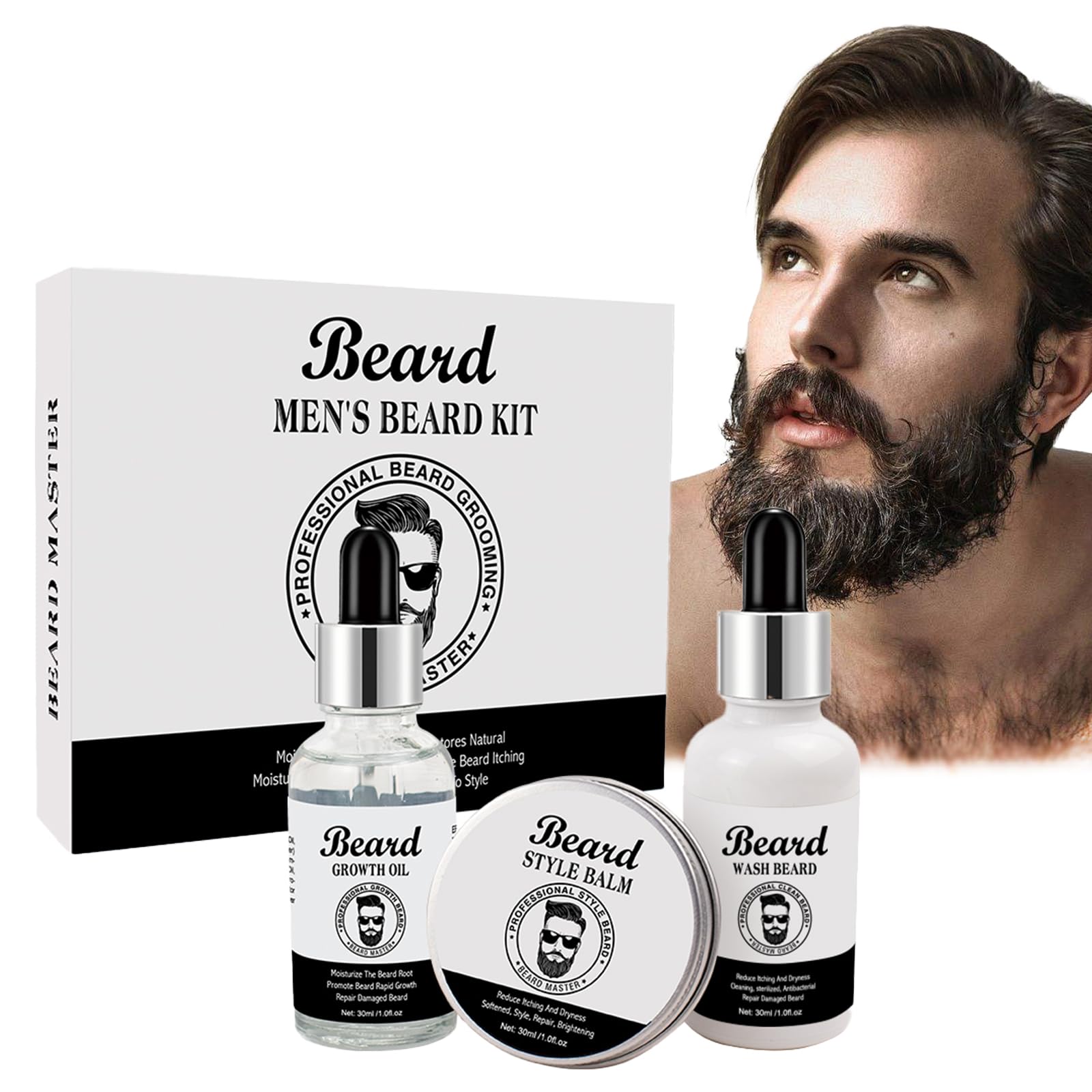 aceite barba hombre,Champu Barba Hombre Aceite Para Barba Cera Barba Hombre Cuidado Barba Kit,Que Suaviza Alisa Y Calma El Picor Barba,Crecimiento Barba Cuidado Barba Hombre,Regalos Para Hombre