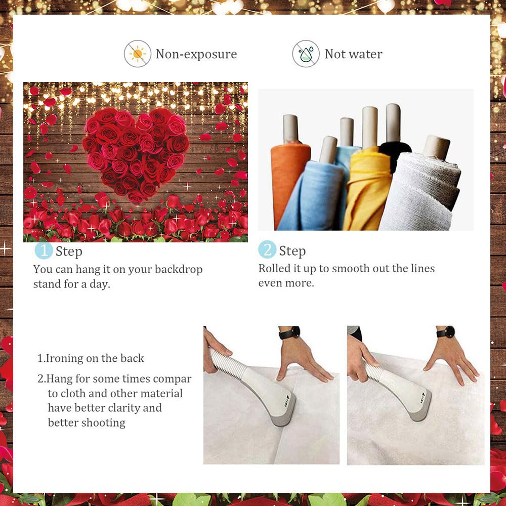Rote Rose Hintergrund Blumen Holz Wand Valentinstag Liebe Herzen Fotografie Hintergrund für Hochzeit Brautdusche Jahrestag Geburtstag Party Dekor Liebhaber Portraits Requisiten Banner (238 x 180 cm)