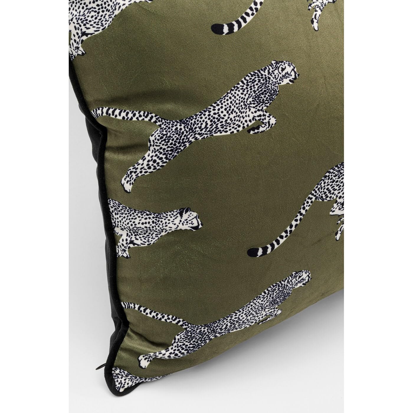 Kare Design Kissen Running Chetahs, 45x45 cm, Grün, Modern, Zierkissen, Dekokissen, Handgearbeitet, mit Reißverschluss, Schlafzimmer, Wohnzimmer, für Sofas/Couches