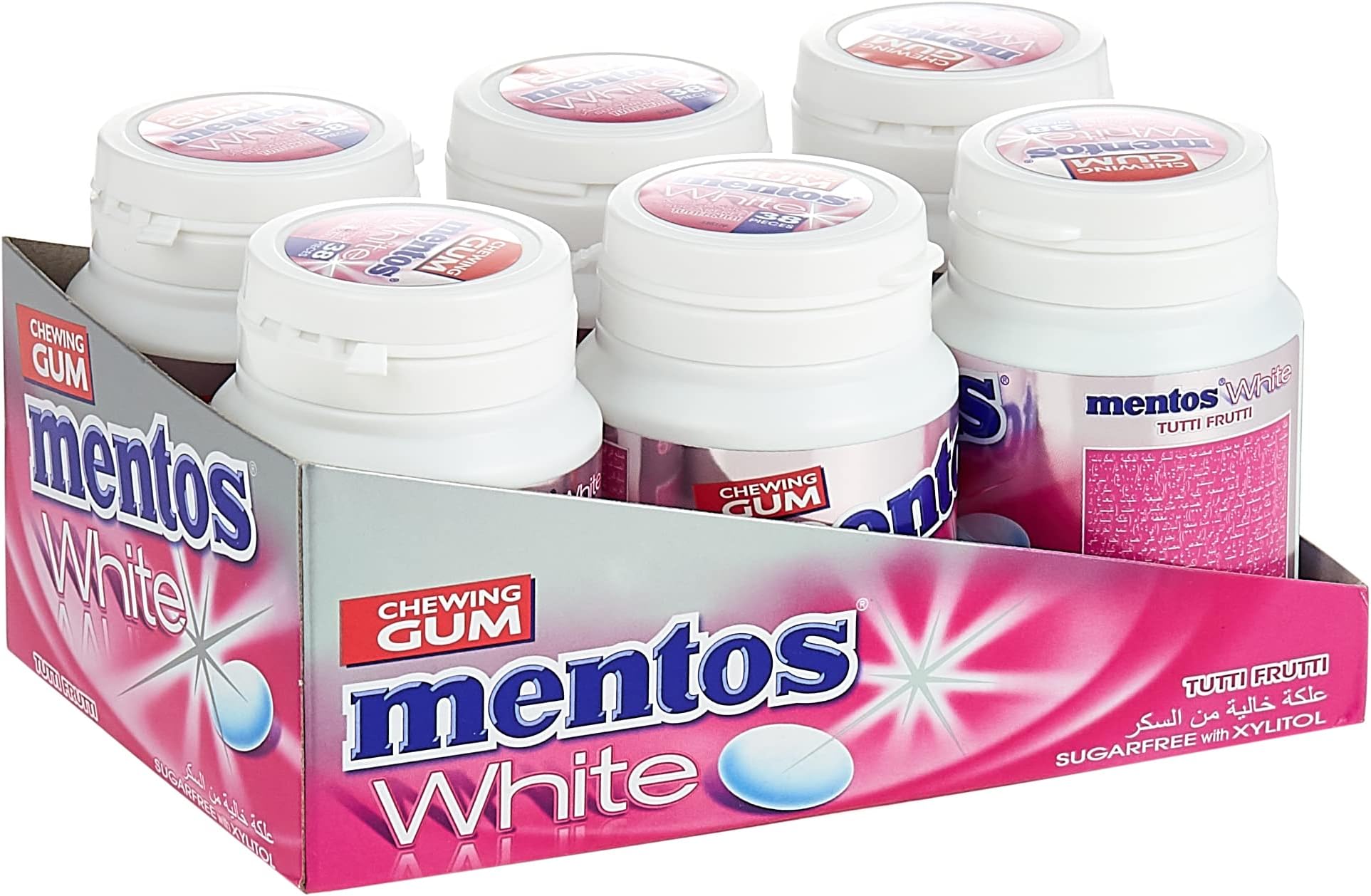 Mentos White Chewing Gum, Tutti Frutti, Sugar Free Pack of 38's