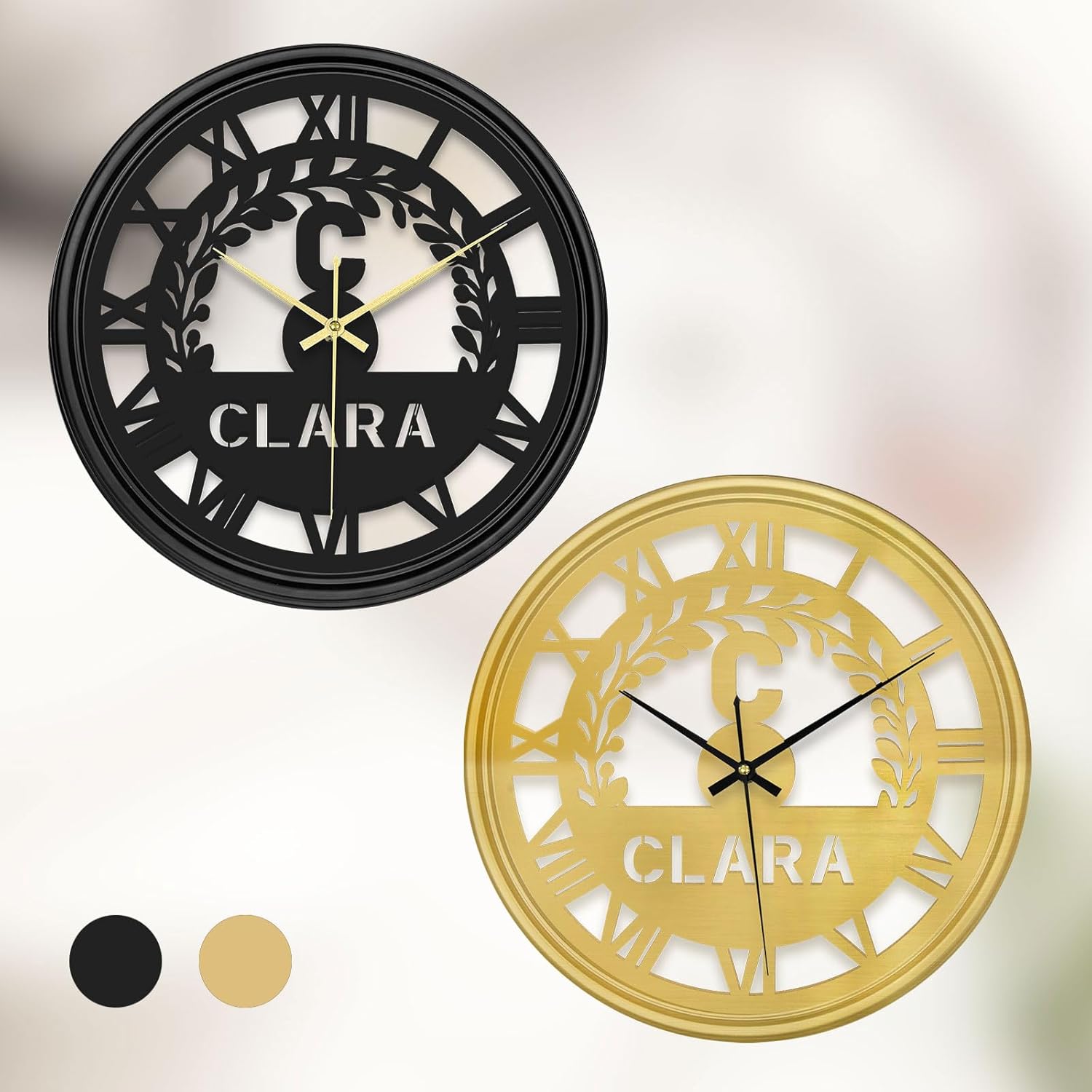 Customized Personalized Name Wall Clock for Men, Personalized Jerseys Iron Wall Clock, Metal Round Silent Clock, Large Creative Wall Clock Gifts for Father Husband Boyfriend Fathers Day Christmas