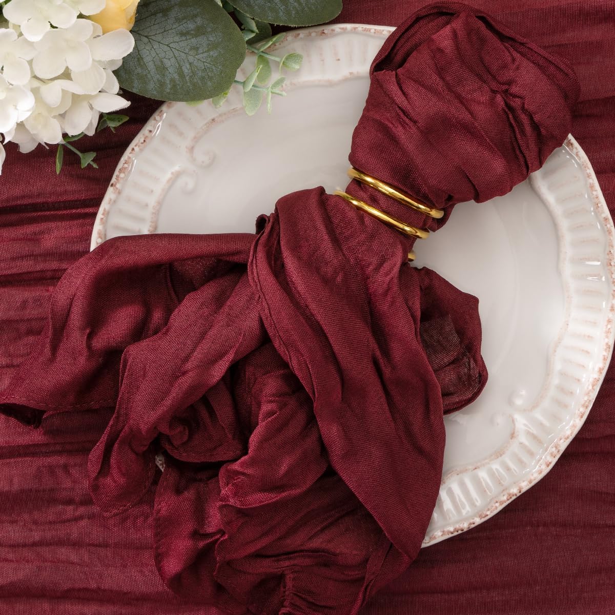 50 Pack Beige Cheesecloth Napkins Washable Spring Easter Cloth Napkins Set of 50 Bulk 21x21 Inches for Wedding Baby Bridal Shower Birthday Dinner Party Home Table Decor