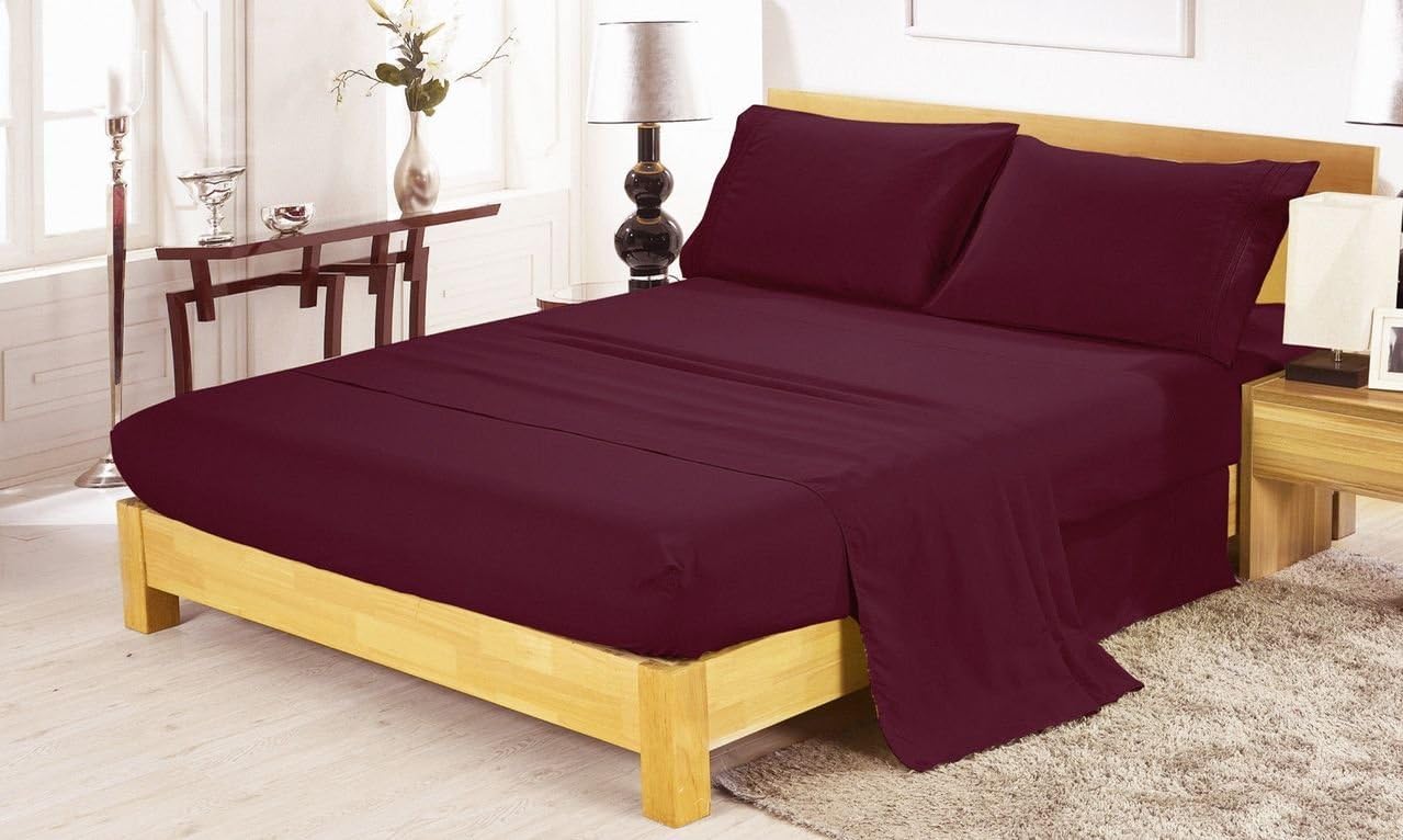 400TC Short Queen Sheet Set 60x75 for Camper/RV Solid Wine by RB Deals Home & Kitchen