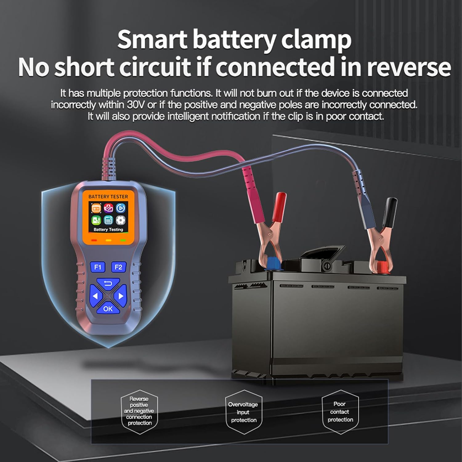 AZIJYV Battery Tester, Car Battery Tester K1S, Battery Load Tester 12V-30V Lead-Acid Battery Digital Automotive Battery Analyzer Can test automotive, electric vehicle, and motorcycle batteries