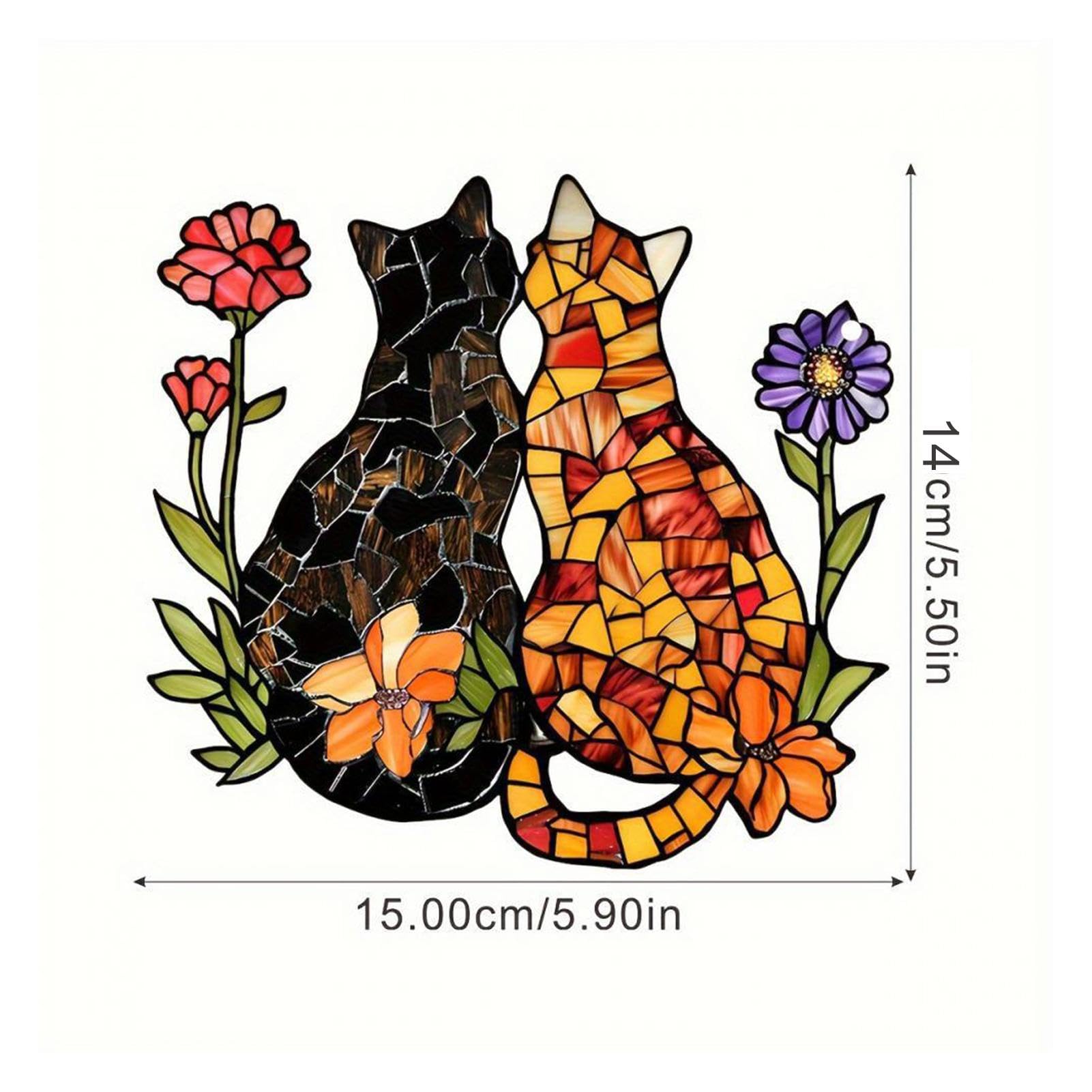 Déco Fenêtre Suspendue Chat En Acrylique Coloré - Attrape-soleil Pour Intérieur Et Extérieur