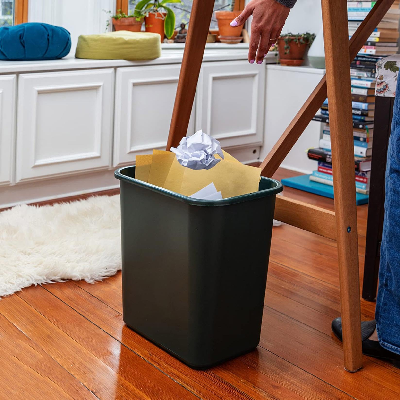Space Saving Trash Wastebasket Convenient Open Recycle Trash Can Minimalist Rectangular Garbage Bin Fits Narrow Spaces in Commercial
