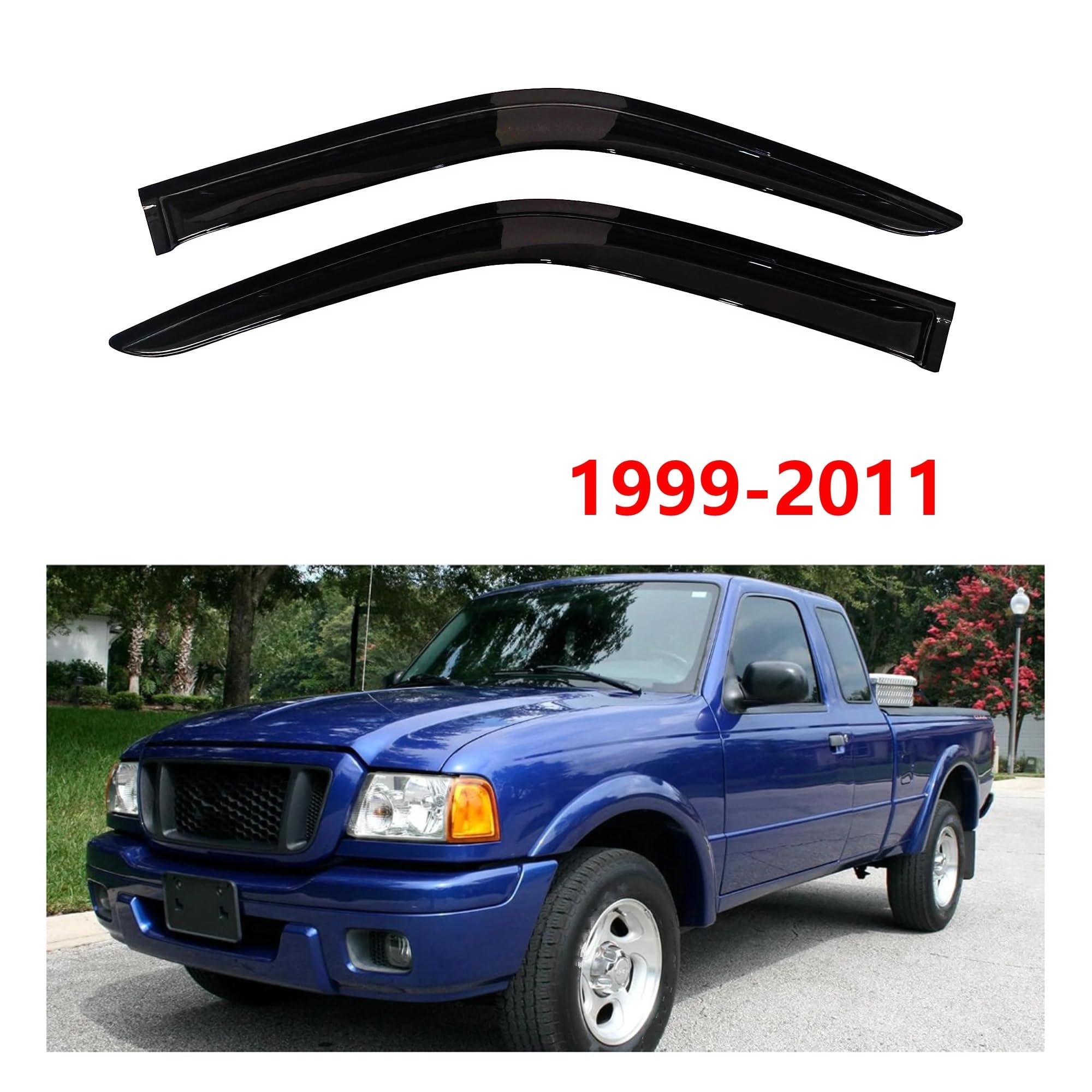 Derivabrisas Delanteros 2 Viseras para Ventanas De Automóvil, Protectores contra La Lluvia, Parasol, Cubierta para Ford para Ranger 1999-2011 Cabina Extendida Visera Solar