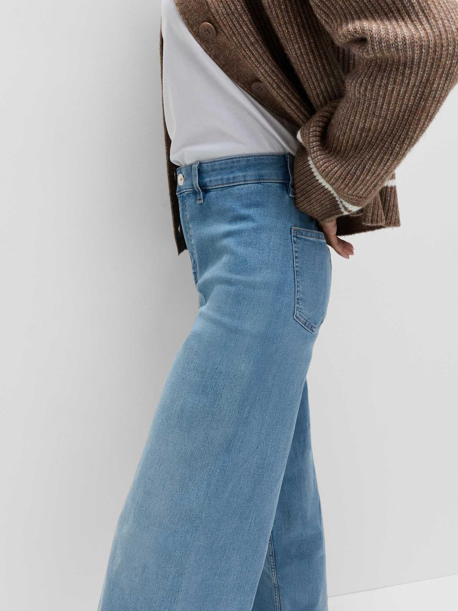 Marks & Spencer Jean Taille Haute Jambes Larges Longueur Cheville Femme, avec Stretch