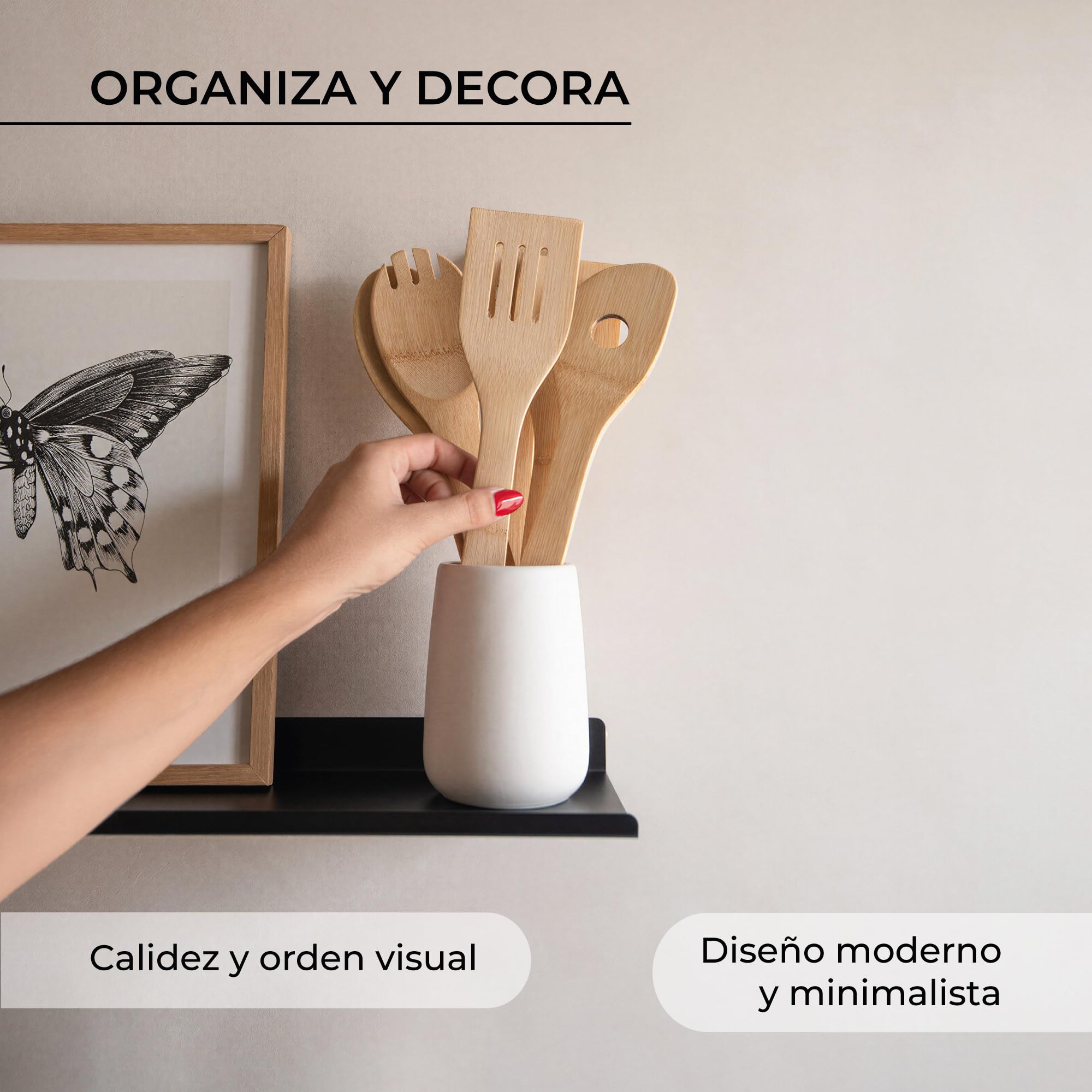 MILUKA Estanteria Pared con 2 Baldas Flotantes 50 x 15 cm, Metal Negro Mate | Repisas de pared para libros, organizar y decorar salon, Lejas para habitación, Estanteria para cocina, baño, y oficina