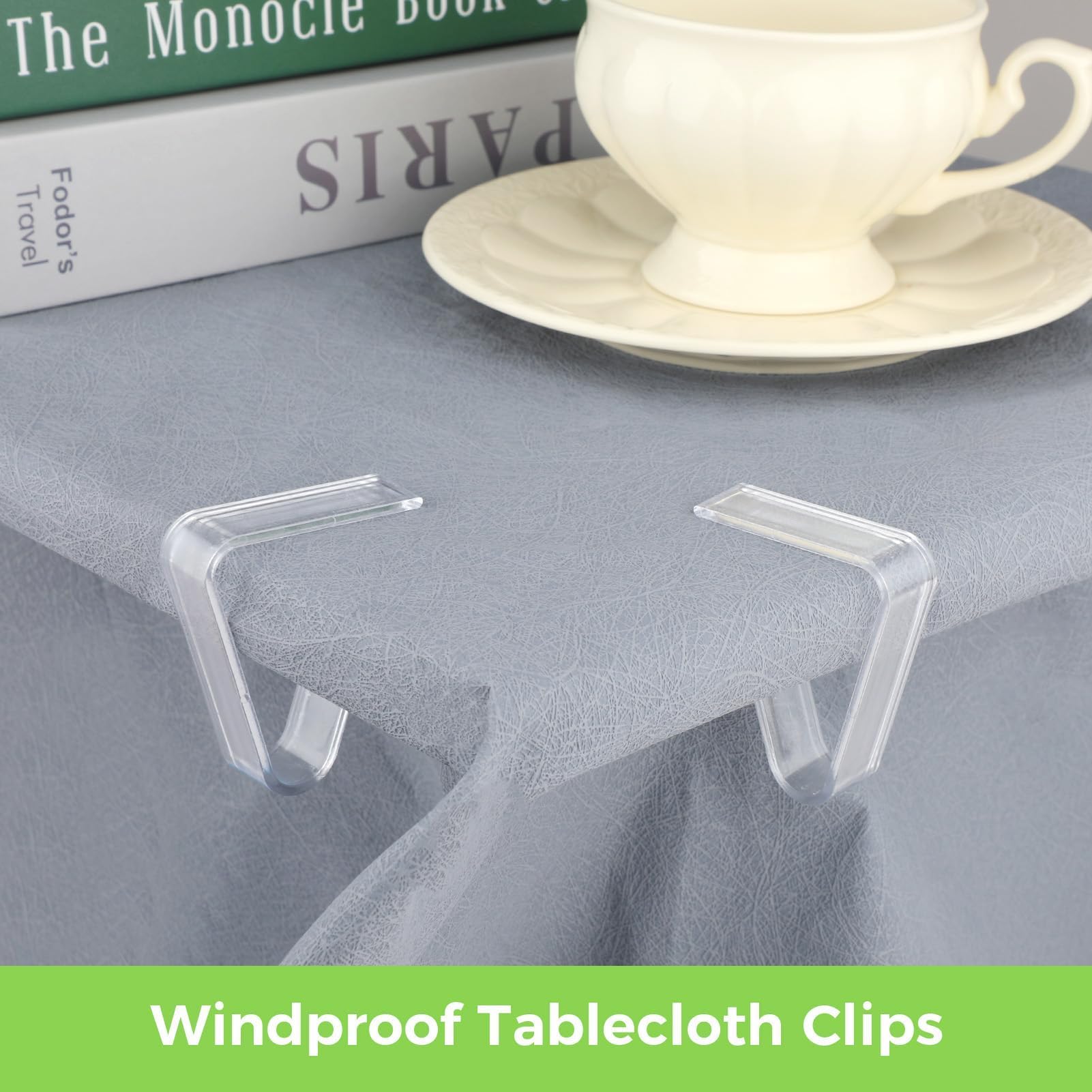 Pince à Nappe en Plastique Transparent 12pces, Attache Nappe pour Tables 3,5-5,5 cm, Accroche Nappe Extérieur