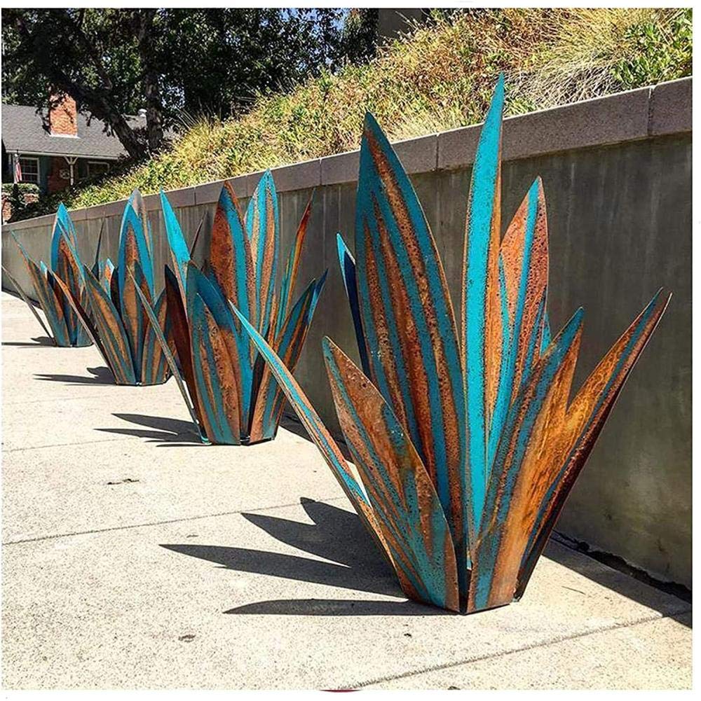 Sculpture Rustique de Tequila Tequila Home Decor Sculpture Plante d Agave en mÉ tal Bricolage Ornements de pelouse de Jardin pour Cour extÉ Rieure Bleu-65cm