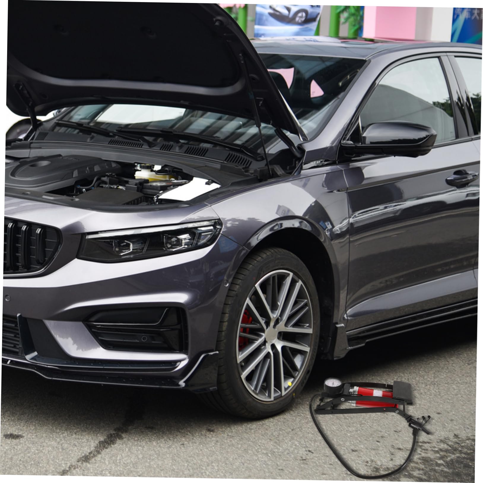 ULTECHNOVO Bomba de Pie Adecuado para Uso Portátil y Duradero Barómetro para Neumáticos de Coche para Inflar Ruedas y Balones Inflador de Alta Presión Metálico