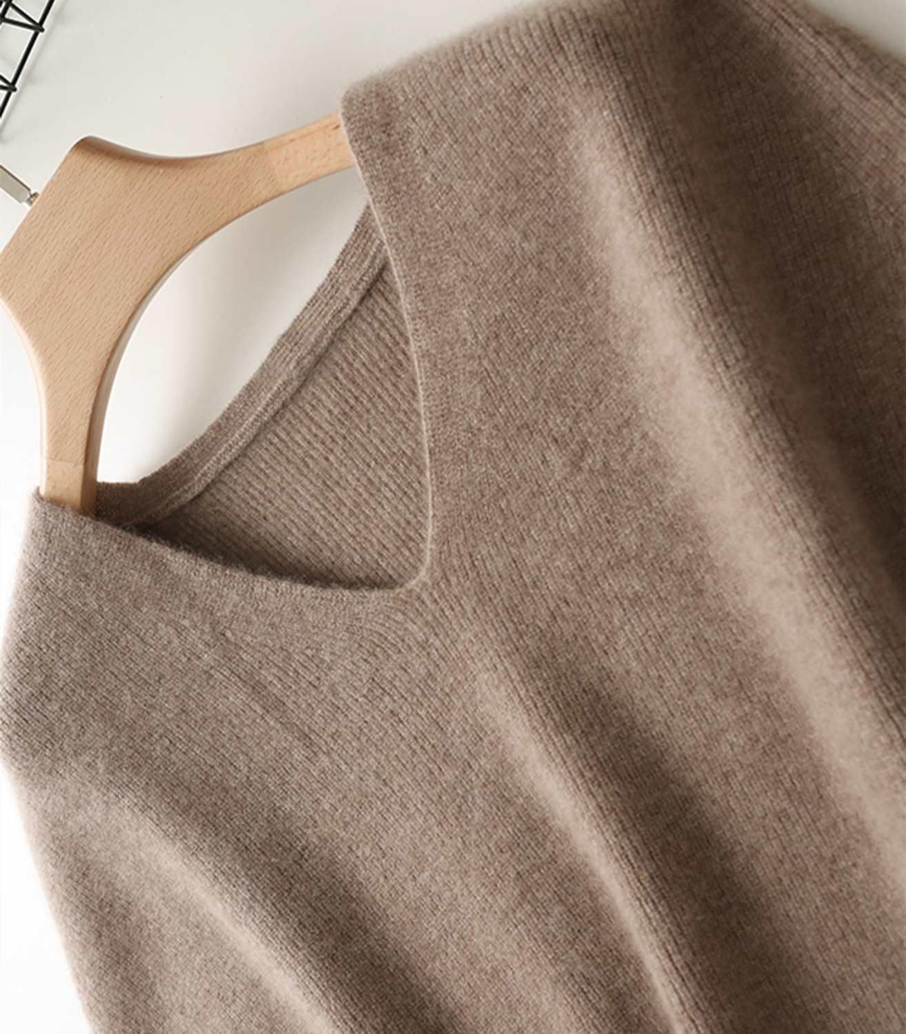 Maglione da donna gilet 100% lana merino leggero senza maniche pullover con scollo a V maglia gilet base top corti