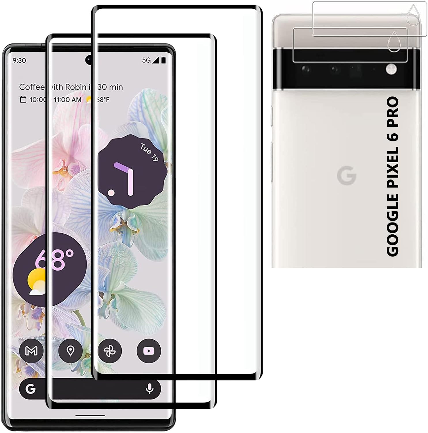 FQDDZ Pixel 6 Pro Screen Protector, 9H Hardness Tempered Glass