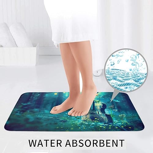 Miniatura 5 de Juego de alfombrillas de tres piezas con estampado de violonchelo en agua absorbente y antideslizante para baños, inodoros y cocinas
