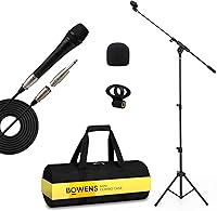 Vista 1 de Bowens Micrófono XLR profesional con soporte de micrófono ajustable (18-70 pulgadas) y cable de micrófono, micrófono dinámico de karaoke