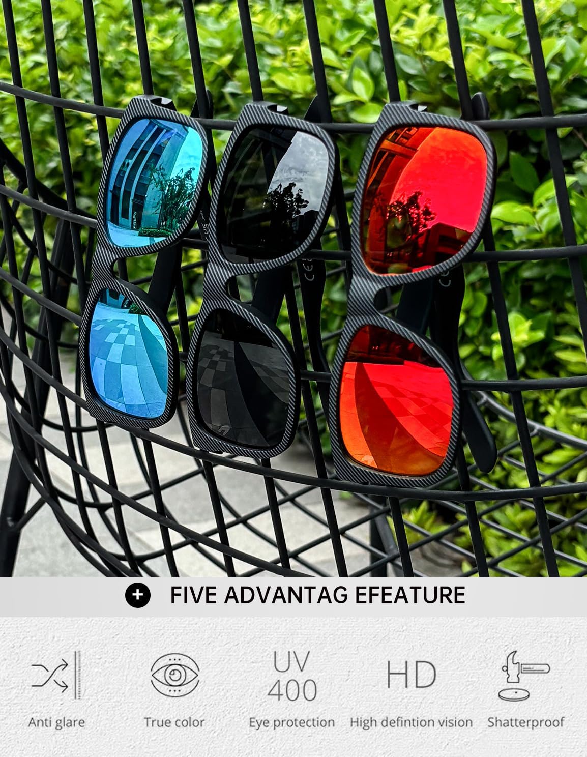 KALIYADI Sunglasses Men Polarized Sun glasses for Mens Womens Classic Matte Black Frame UV Protection 3pack - Image 3