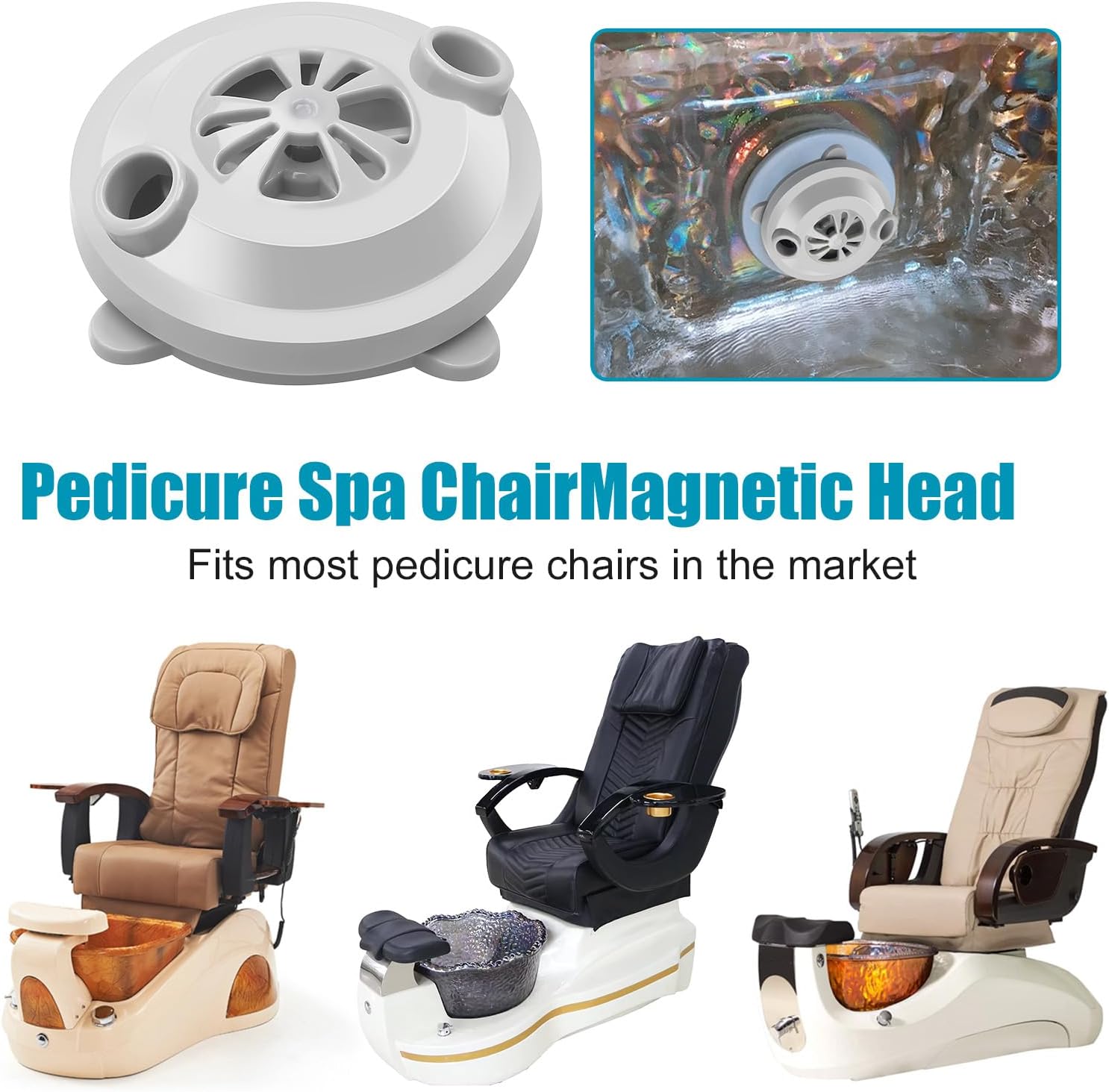 BF-004 Magnetic Jet Motor Head Compatible for LURACO Pedicure SPA Chair Part, Pipeless Jet Motor Pedicure spa Tubs Chair Replacement Propeller and Cover
