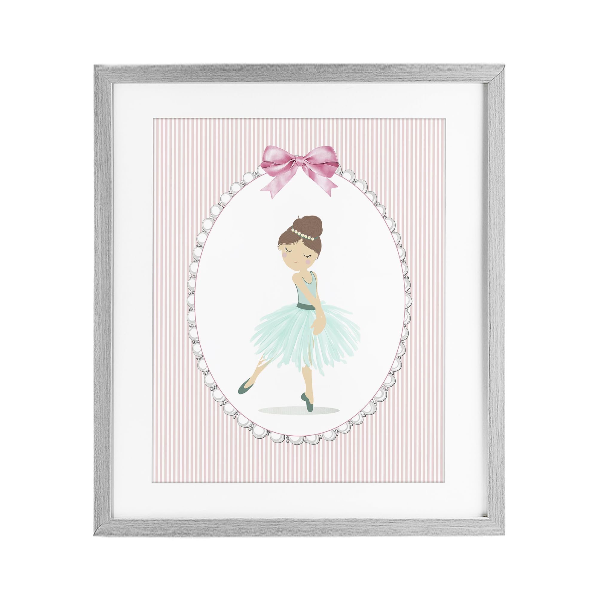 Stupell Industries Farmhouse Gray (Textured) 'Elegant Dance On Stripes'| Framed Print Under Glass
