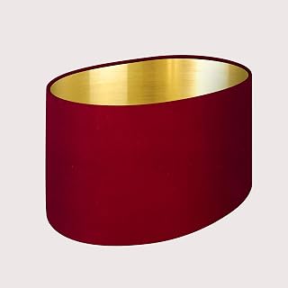 Oval Raspberry Pink Velvet Fabric with a Brushed Gold Metallic Lining Lampshade