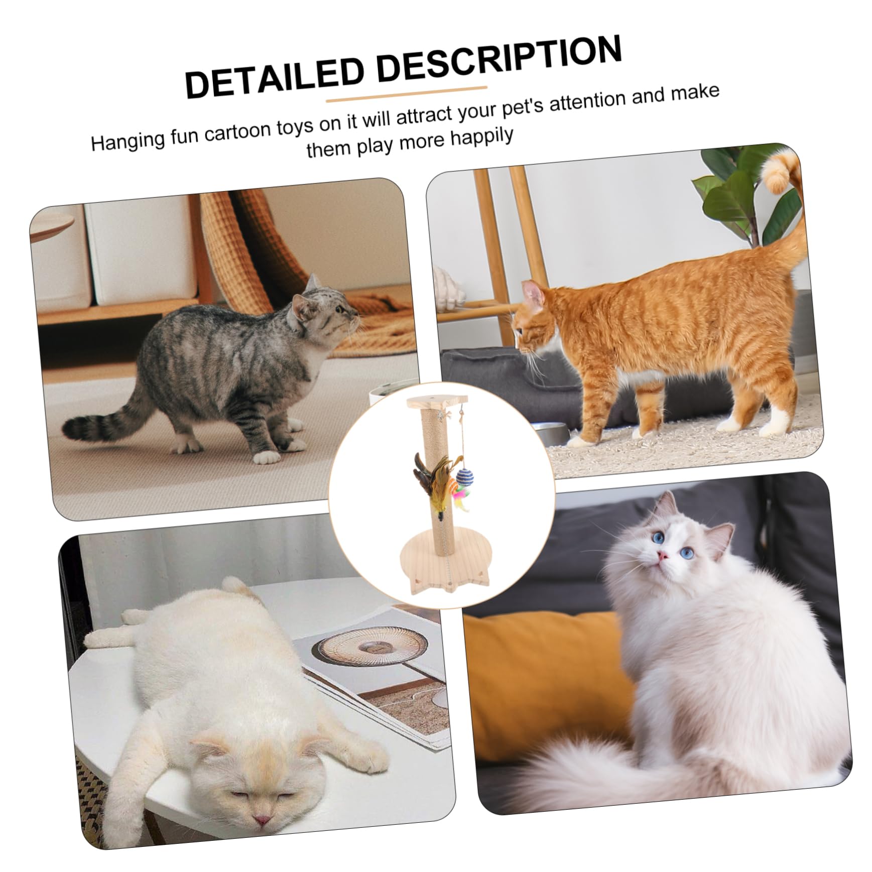 HEMOTON Rascador para Gatos De Sisal Natural Rascador De Suelo para Diario Seguro con Juguete para Rascar Decorativo y Cómodo para Gatitos