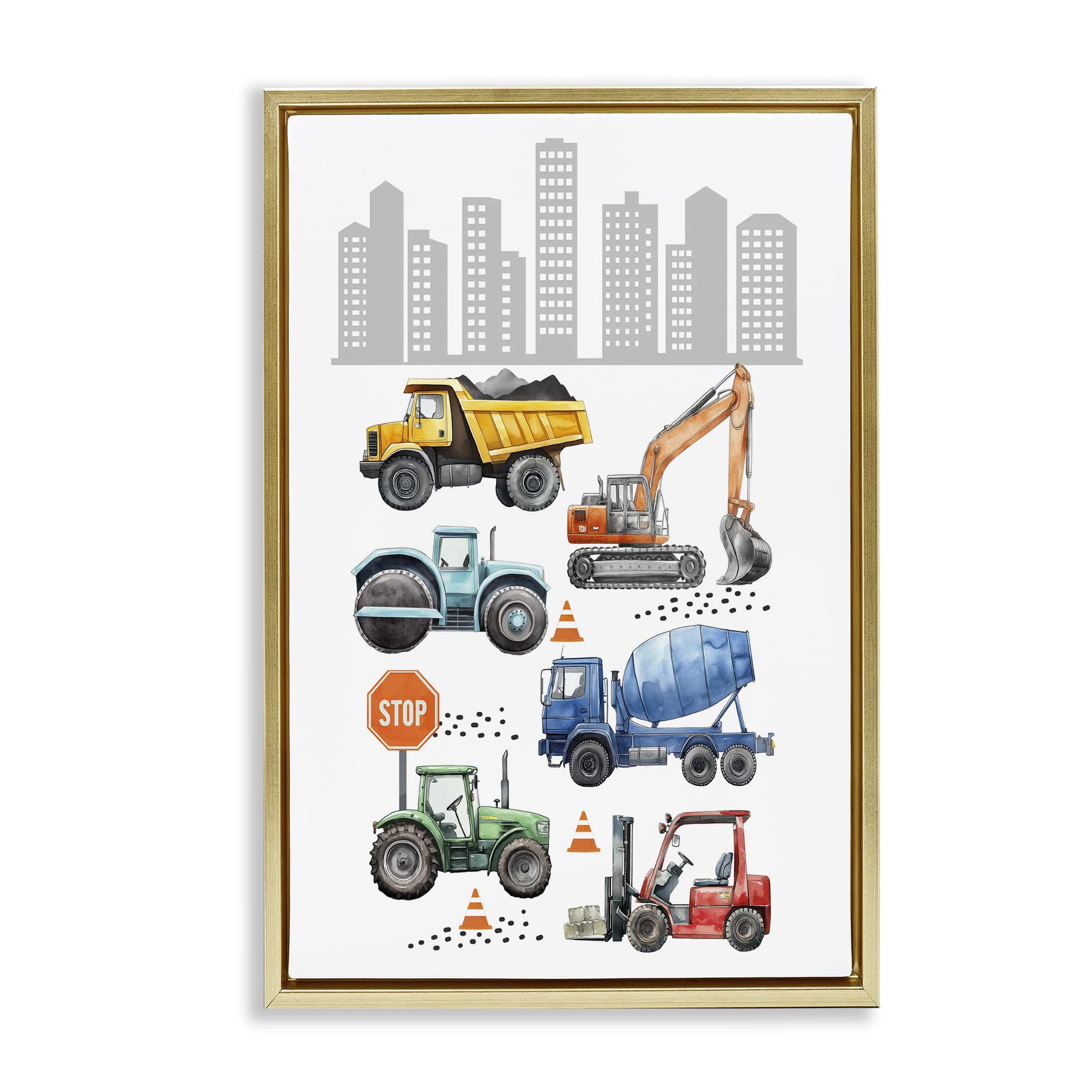 Stupell Industries Metallic Gold (Matte) 'City Keeps Moving'| Floating Frame Canvas Art