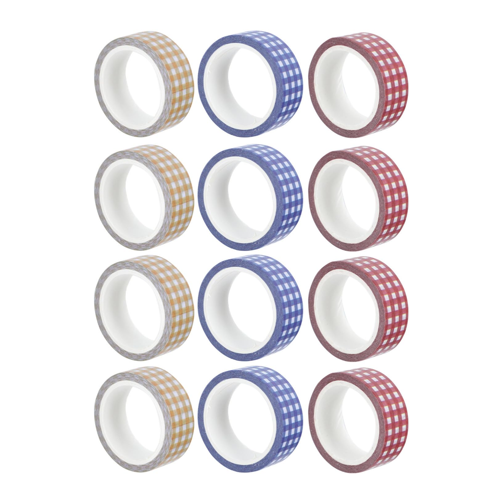 Angoily 3 Sätze Vintage Gitter Klebeband Retro Dekorative Tapes Für Diy Handwerk Scrapbooking Und Buchdekoration Rot Blau Gelb 12 Rollen * 3