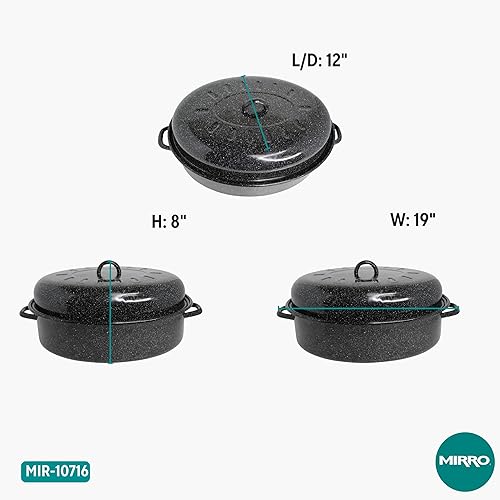 Miniatura 8 de MIRRO Tostador ovalado esmaltado de 18 pulgadas con tapa, negro
