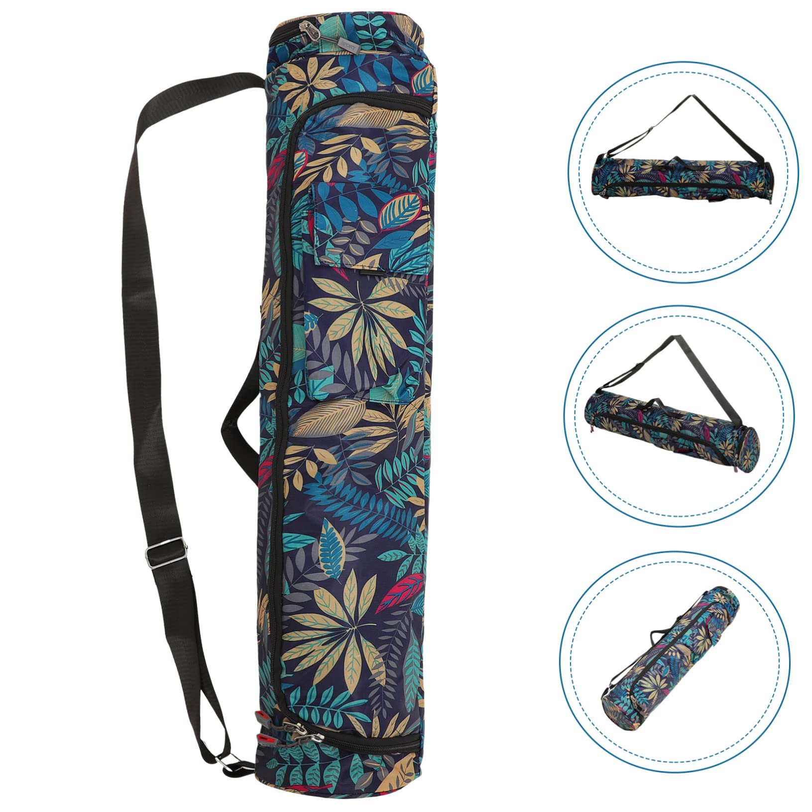WOONEKY Bolsa para Esterilla de Yoga y Fitness Estampado Étnico, Diseño Cilíndrico, Material Durable, Bolso Hombro Portátil, Almacenamiento Práctico para Gimnasio y Ejercicio al Aire