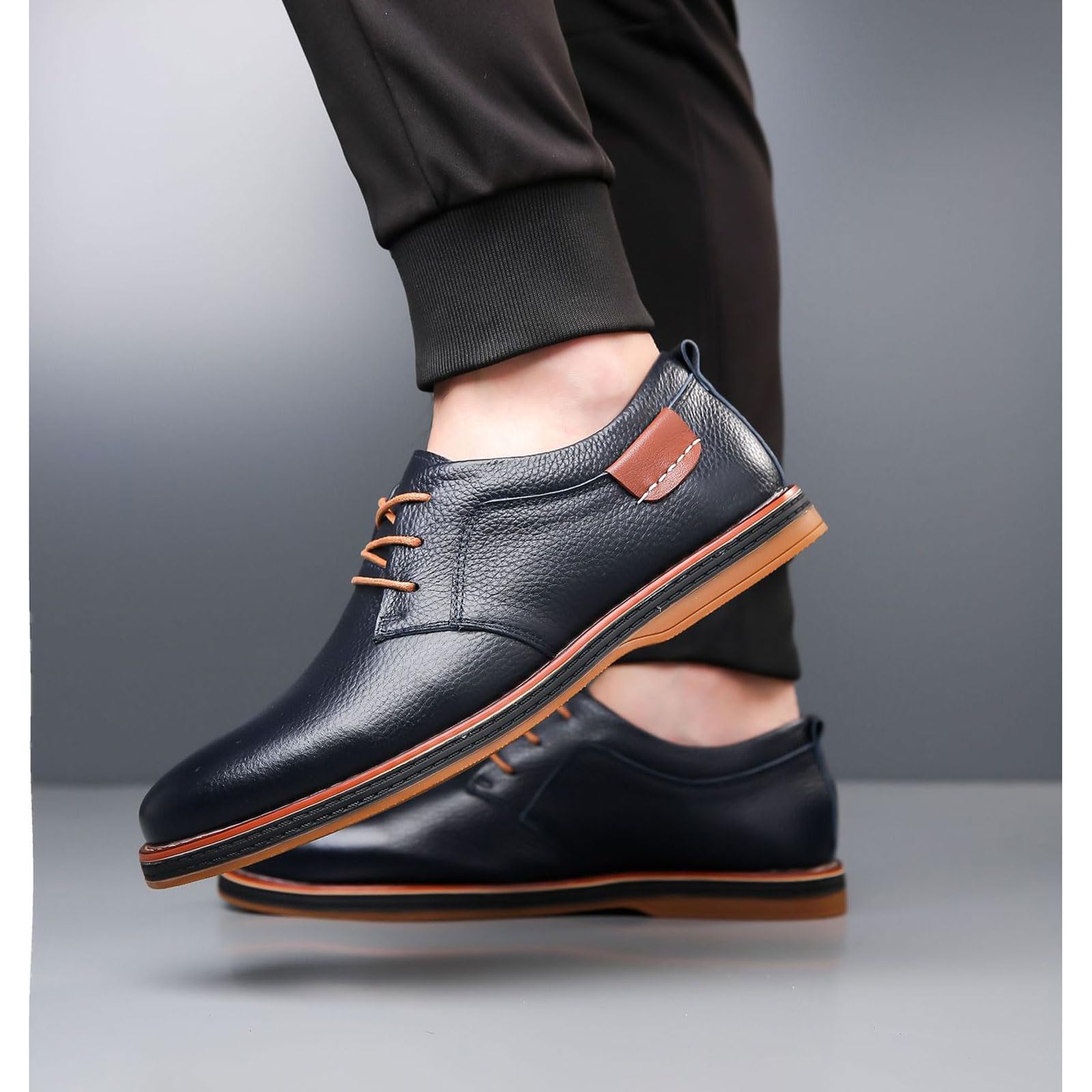 Retro Anzugschuhe Für Herren Derby Oxford Schnürhalbschuhe Business Schuhe Klassischer Arbeitsschuhe,Blau,42 EU