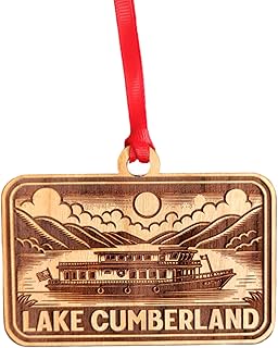 Lake Cumberland Kentucky Ornament 4" Wood Cherry Engraved Laser Cut Christmas Ornaments